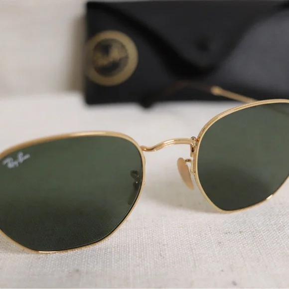 Ray-Ban Hexagonal Gold Frame Sunglasses - Picture 3 of 8